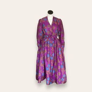 Homemade purple fit and flare, long sleeve dress size medium